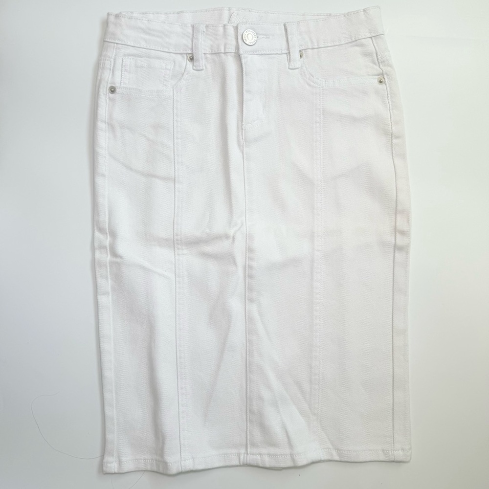 Chiqle Architect Denim White Knee Length Skirt, Women’s, Small